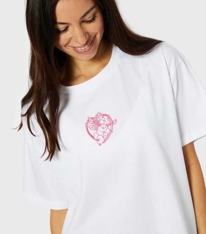 Cupid Skinnydip Cotton Look New Logo T-Shirt Stupid | White