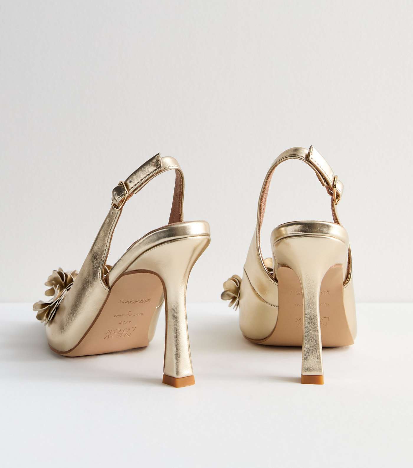 Gold Metallic Slingback Stiletto Heel Court Shoes Image 4