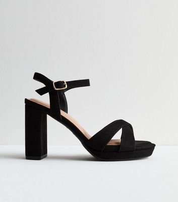 Black Heels Black Strappy High Heels New Look