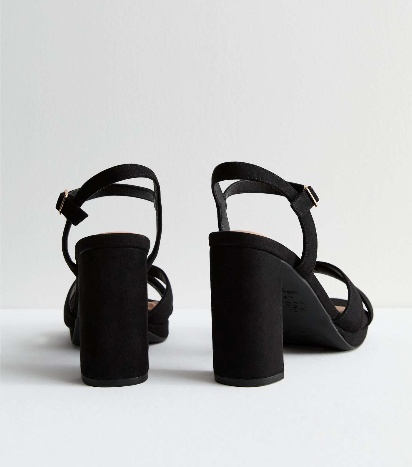 Black Suedette Platform Block Heel Sandals Image 4