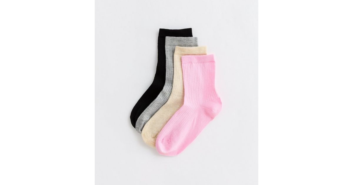 Multi Colour 4-Pack Rib Tube Socks