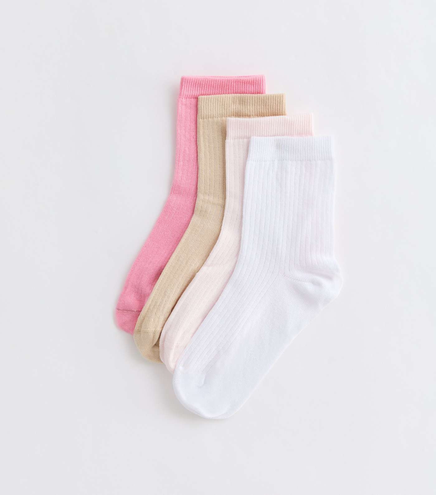 Pink 4-Pack Rib Tube Socks 