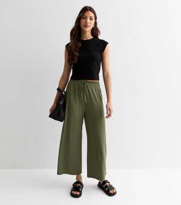 Wideleg ribbed trousers - Woman