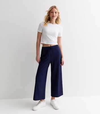 Wideleg ribbed trousers - Woman