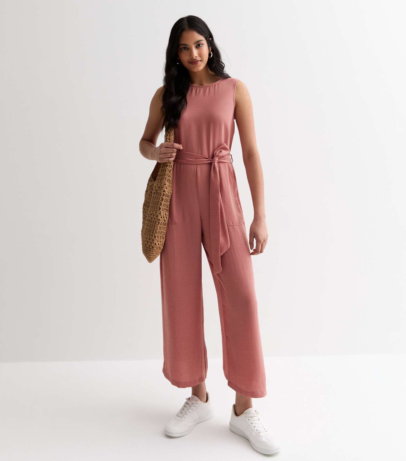 Pink Sleeveless Belted Jumpsuit  Image 3