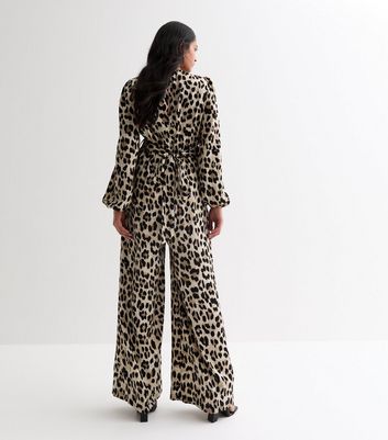 Gini London Leopard Print Wrap Look Jumpsuit New Look