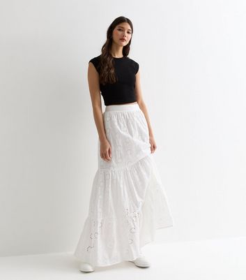Lace Full Skirt White Gini London White Tiered Lace Embroidered