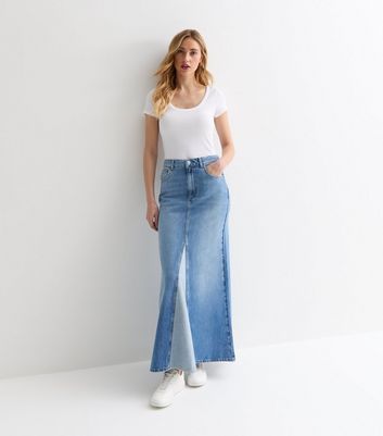 New Look Size 12 Button Front Blue Denim A Line Skirt | eBay