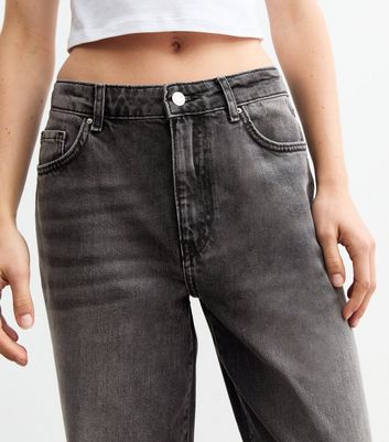 Grey Adalae Mid-Rise Slouchy Wide Leg Jeans New Look