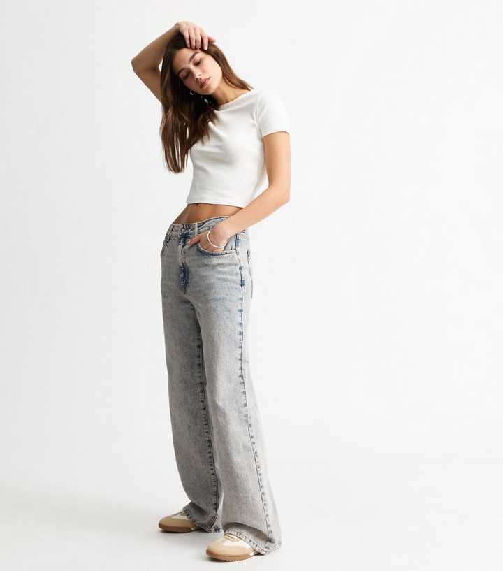 Blue Vintage Tint Mid-Rise Slouchy Wide Leg Jeans