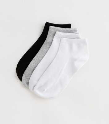 4 Pack Black Grey and White Trainer Socks