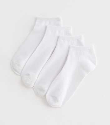 4 Pack of White Trainer Socks