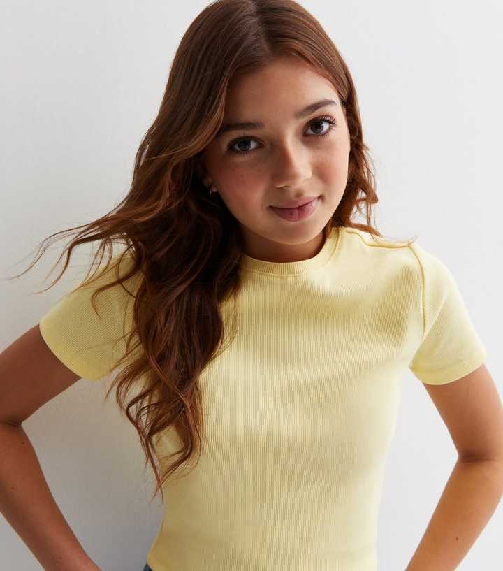 Girls Yellow Ribbed T-Shirt