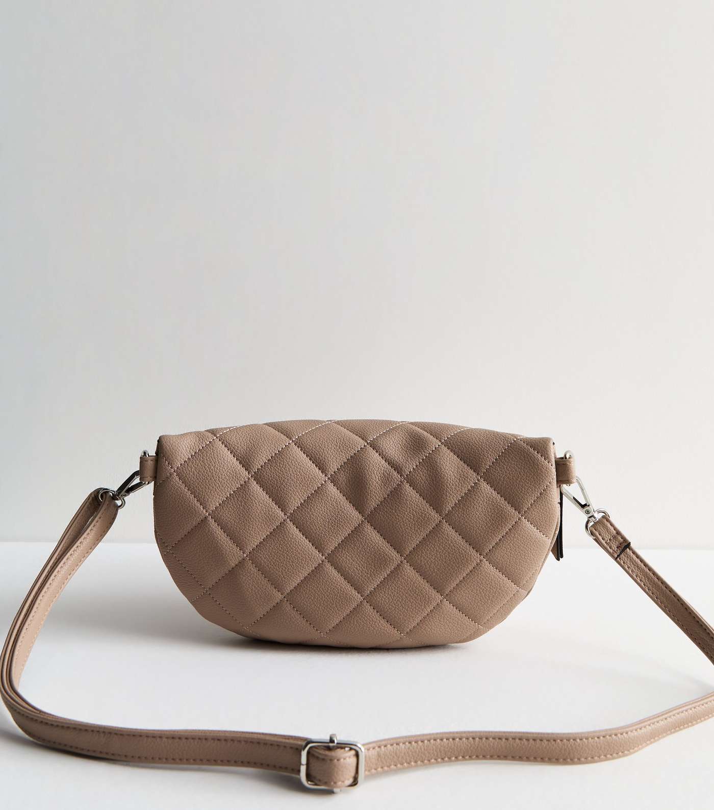 Brown Leather-Look Quilted Sling Cross Body Bag Image 4