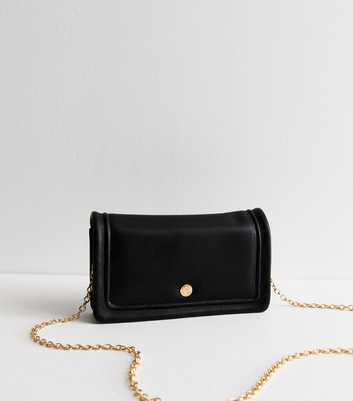 Black Leather-Look Cross Body Clutch Bag