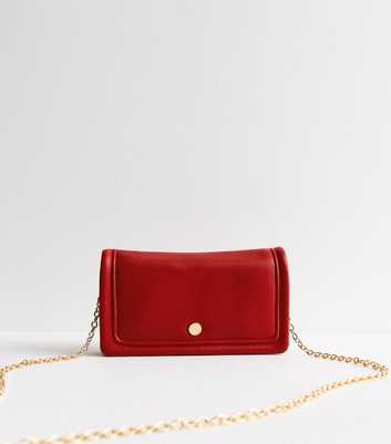 Red Leather-Look Cross Body Clutch Bag