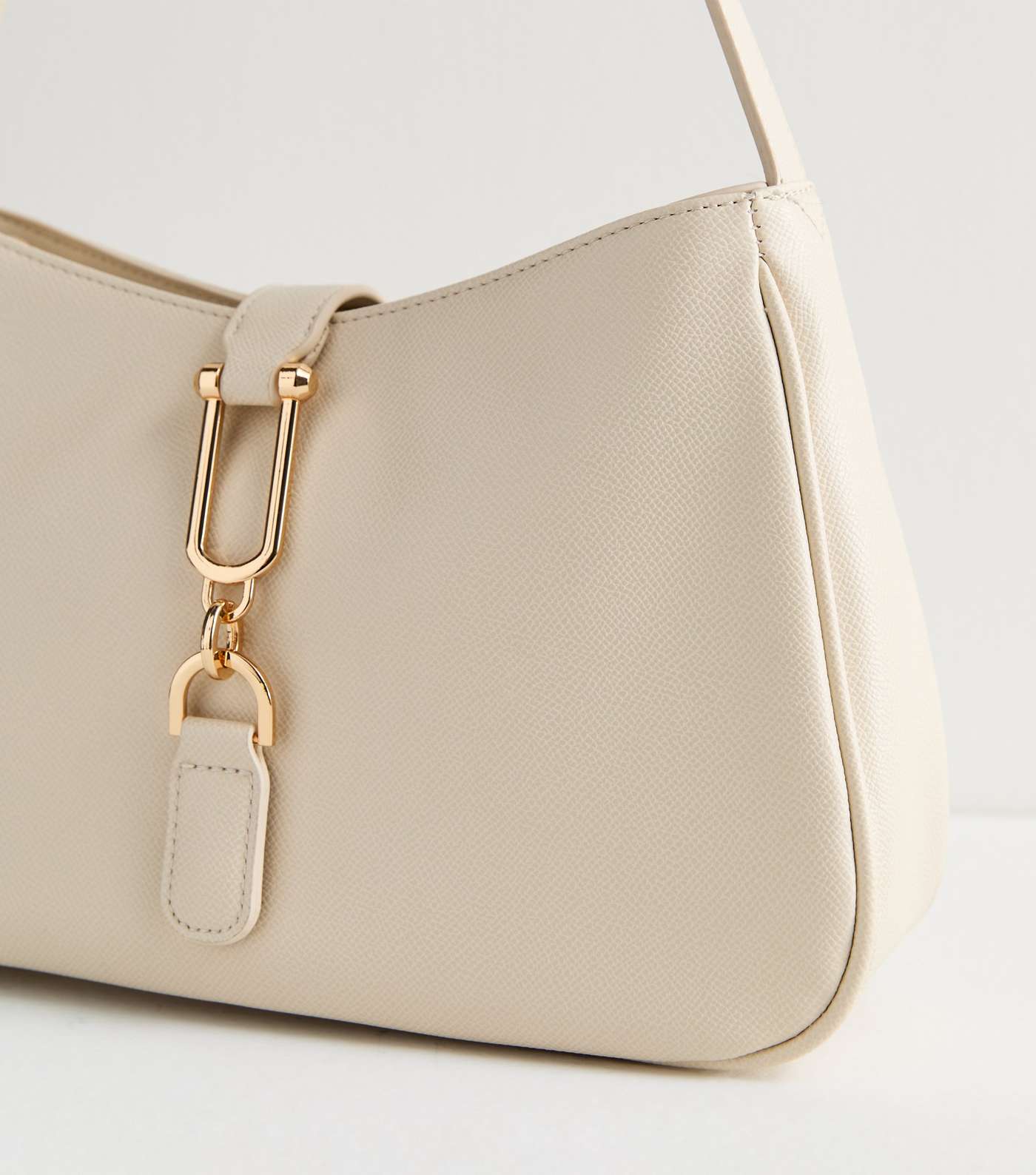 Cream Leather-Look Shoulder Bag Image 3