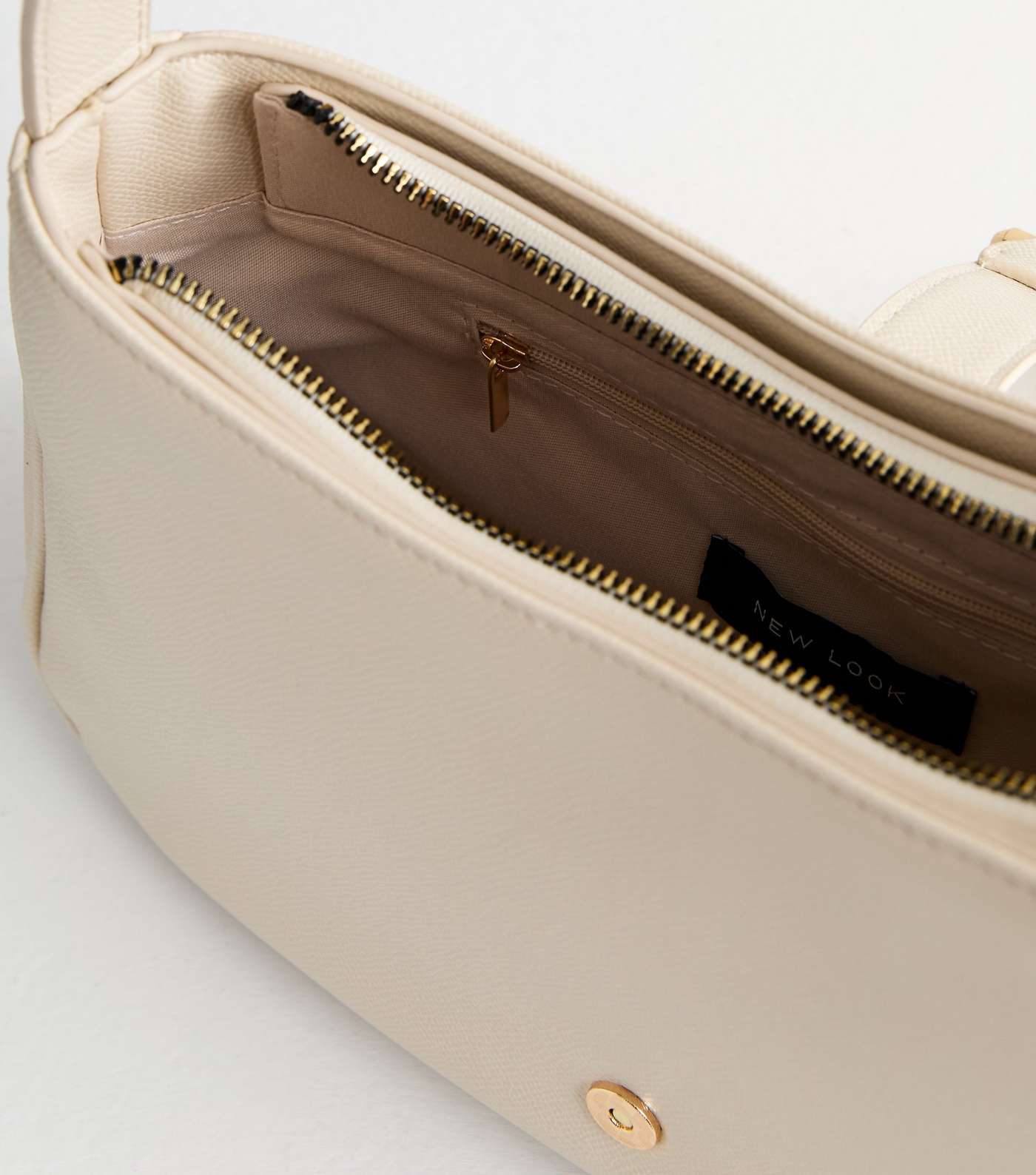 Cream Leather-Look Shoulder Bag Image 5