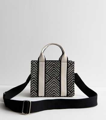 Black Mini Jacquard Pattern Tote Bag 
