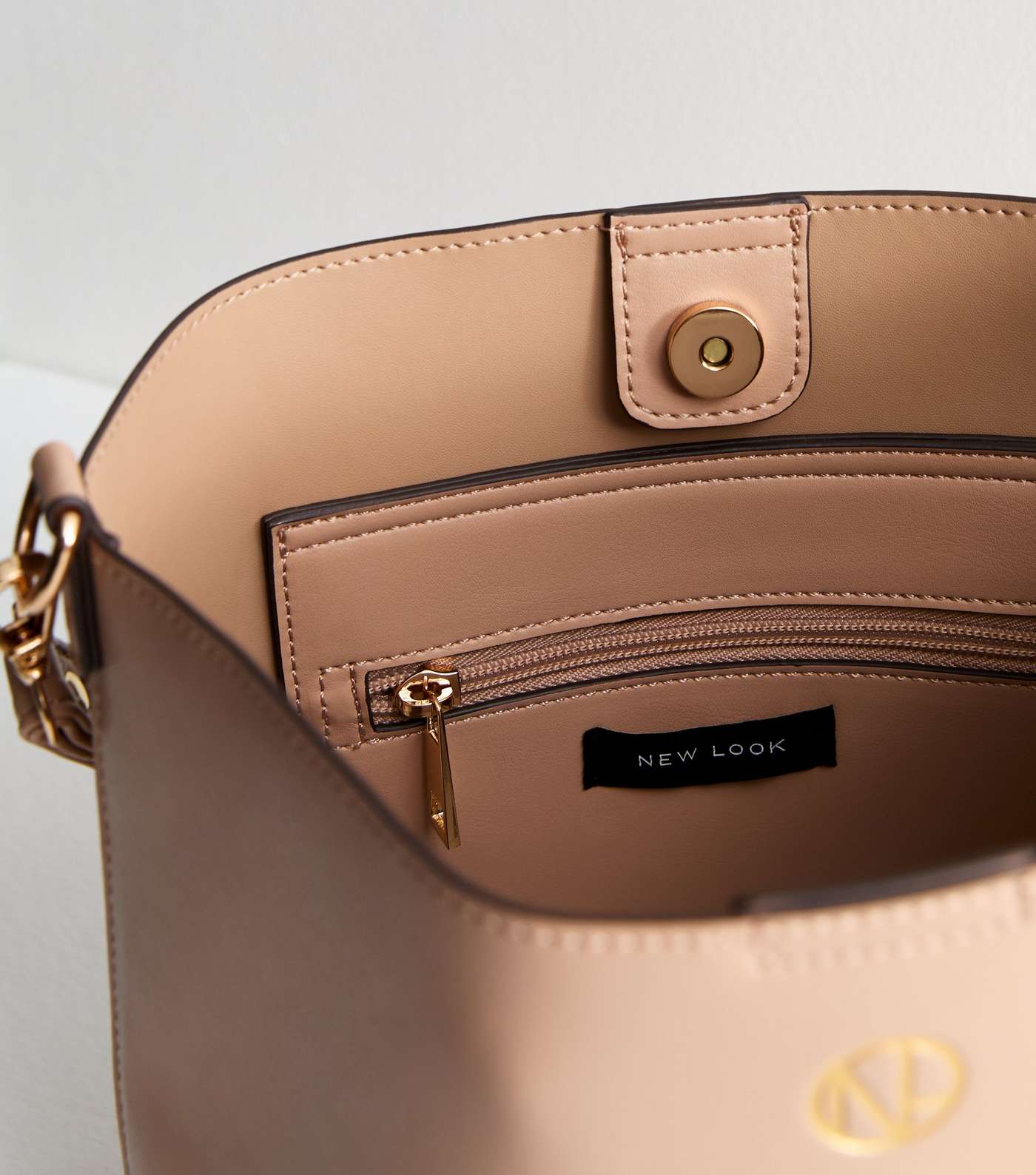 Light Brown Leather-Look Hobo Bag Image 5