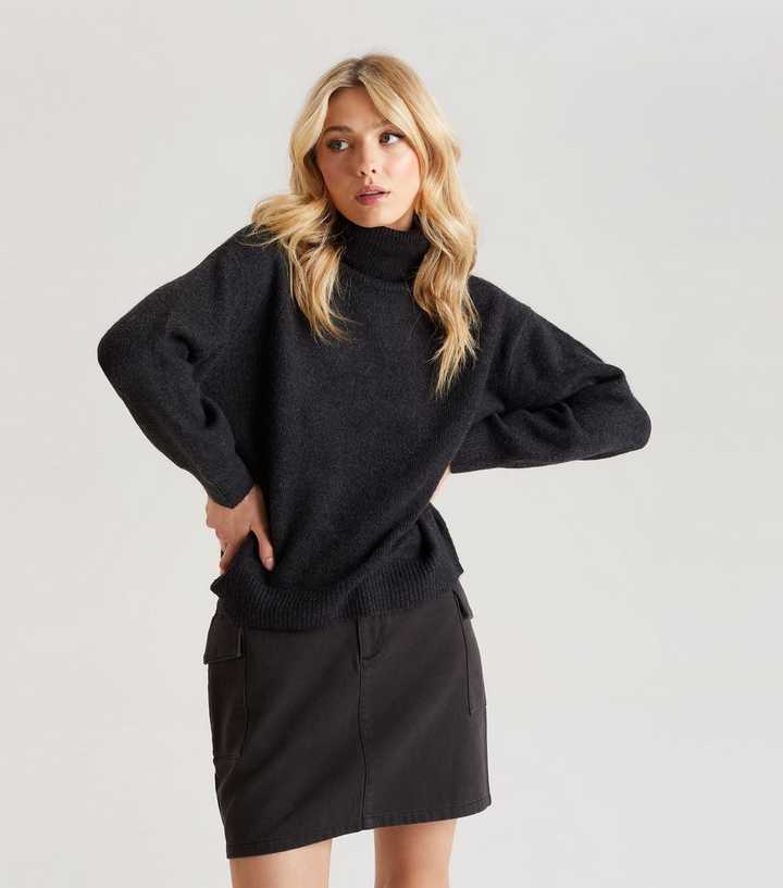 Urban Bliss Black Roll Neck Jumper Dress