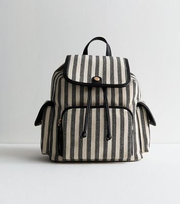 Black and white striped backpack purse hotsell