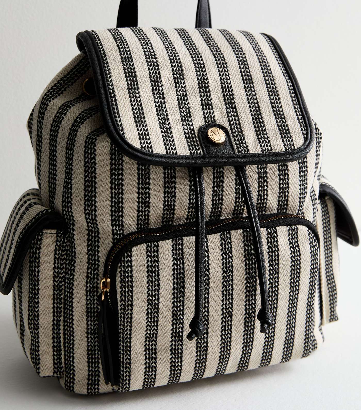 Black Stripe Canvas Large Backpack Image 3