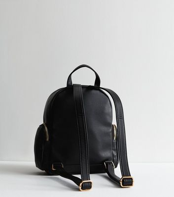 Black Debossed Midi Backpack New Look