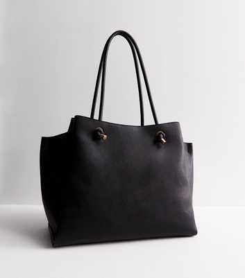 Black Leather-Look Shoulder Bag 