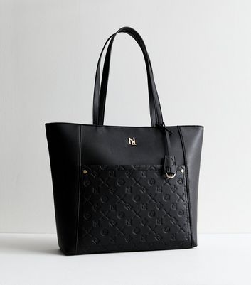 Black Debossed Tote Bag New Look