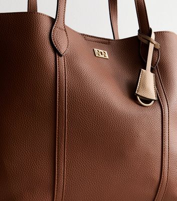 Tan Leather Look Tote Bag