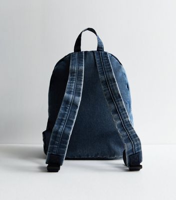 Blue Washed Denim Large Backpack New Look