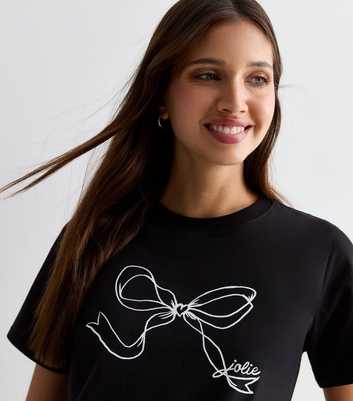 Black Jolie Bow Print Cotton T-Shirt