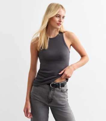 Tall Grey Ribbed Racer Vest