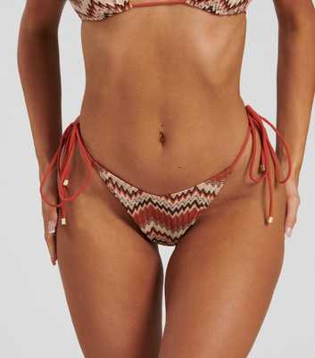 South Beach Brown Crochet High-Cut Bikini Bottoms 