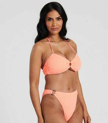 South Beach Coral Textured Bikini Bottoms New Look