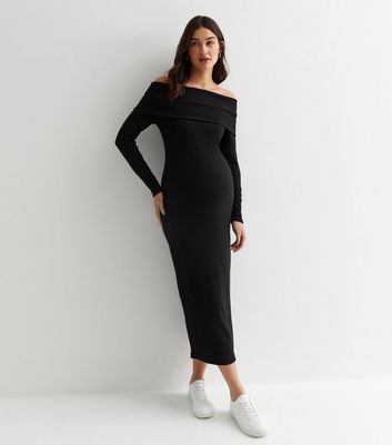 Maternity Black Bardot Midaxi Dress New Look