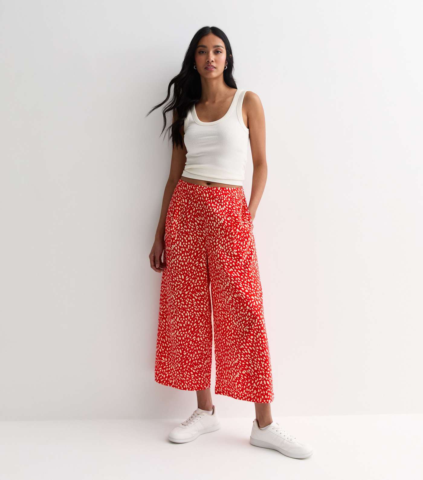 Red Mark Making Wide Leg Crop Trousers Image 3