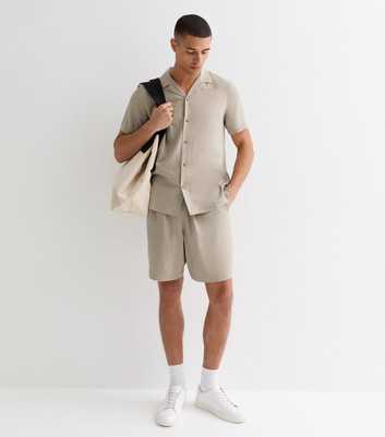 Stone Relaxed Fit Linen Blend Shorts