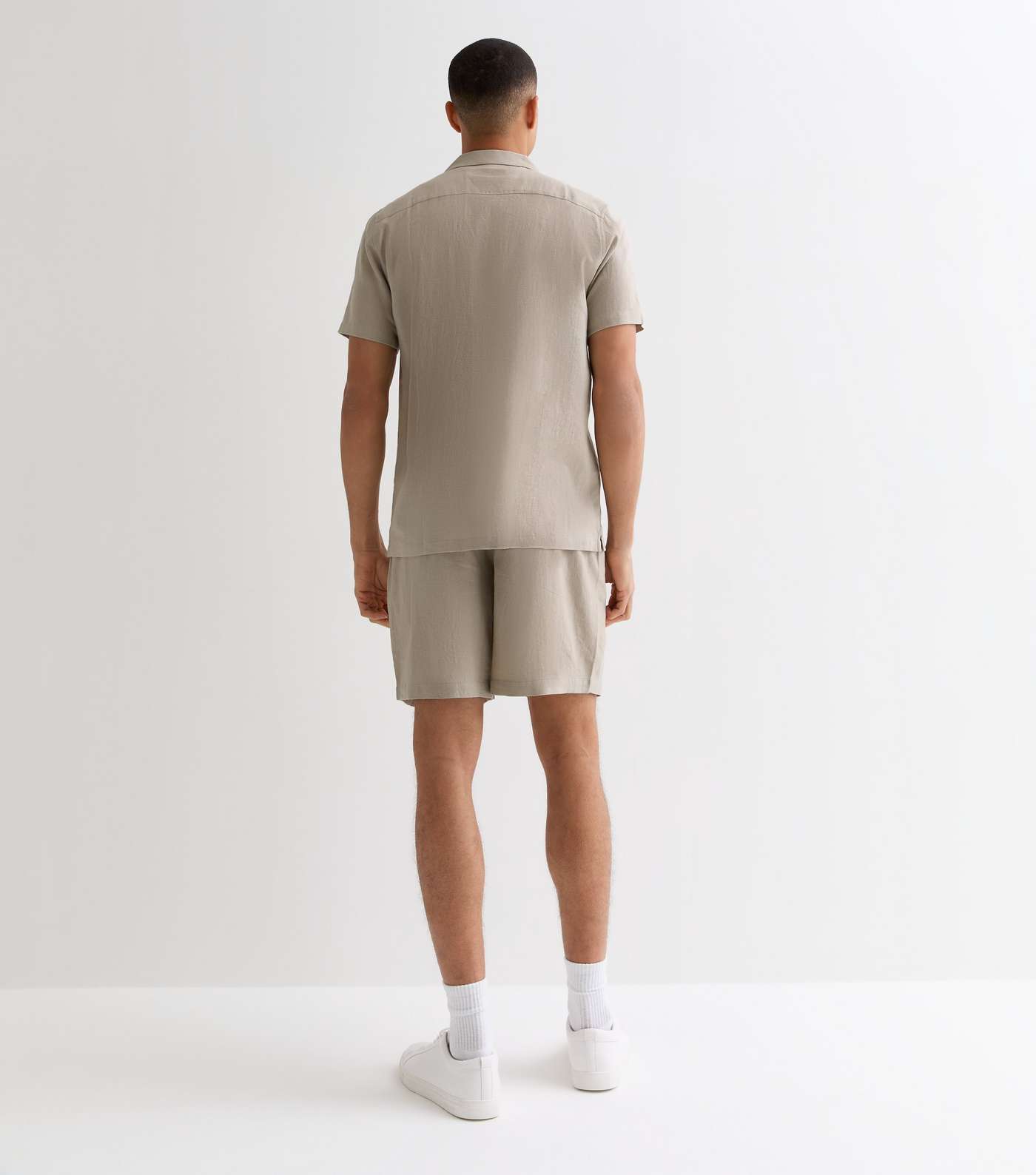 Stone Relaxed Fit Linen Blend Shorts Image 4