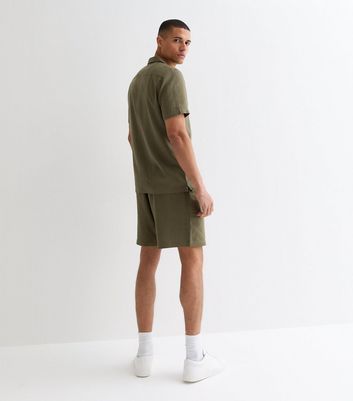 Men's Khaki Linen Blend Shorts New Look