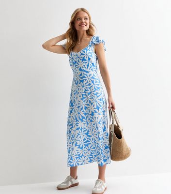 New look blue dress orders with flowers