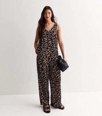 Brown Abstract Print Sleeveless Jumpsuit New Look