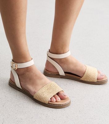 Off White 2 Part Raffia Sandals | New Look