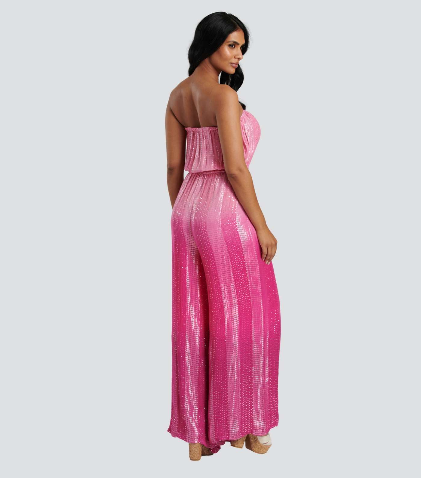 South Beach Pink Metallic Strapless Maxi Jumpsuit  Image 5