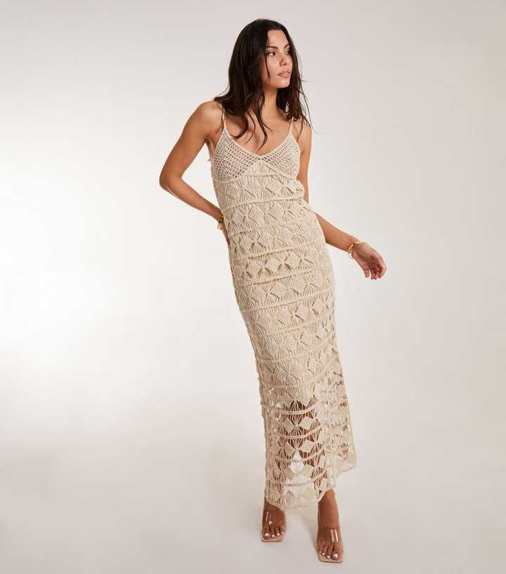white christmas dresses AZIE CROCHET MIDI DRESS