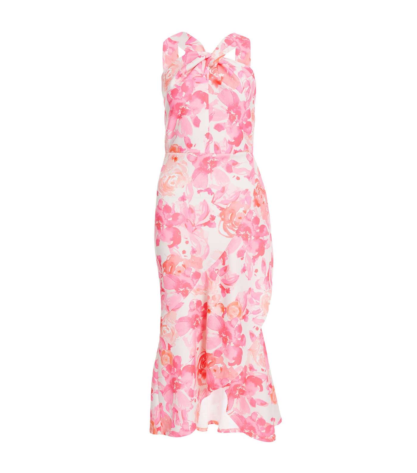 QUIZ Pink Floral Midi Dress Image 4