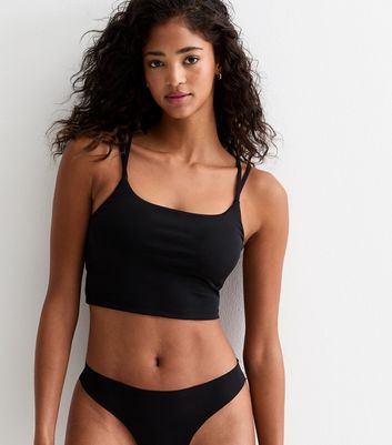 Black Cross Back Strappy Crop Bralette New Look