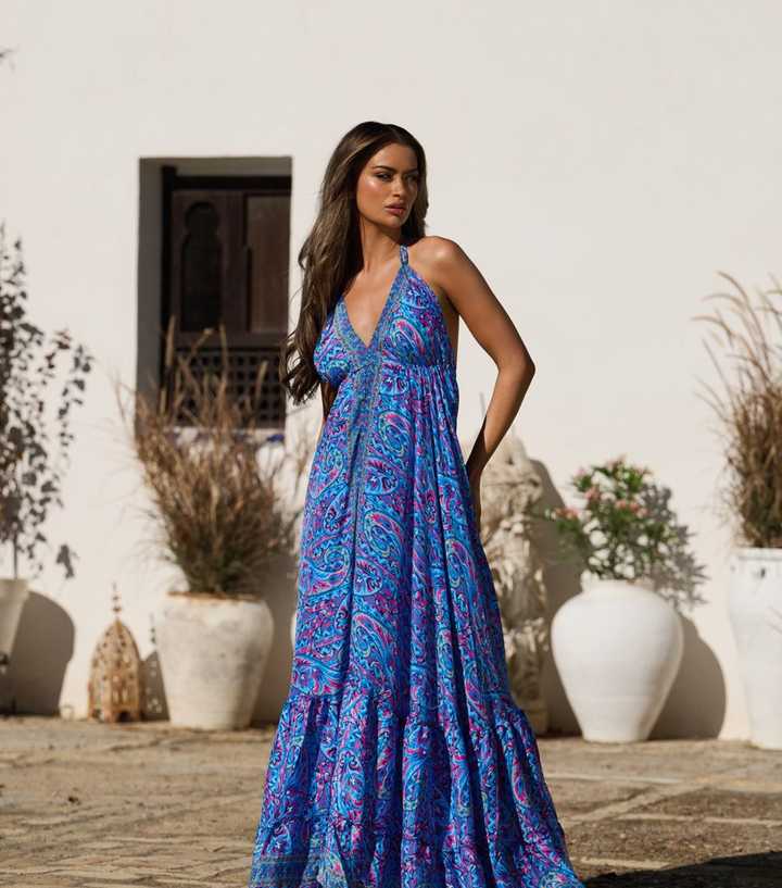 South Beach Blue Strappy Maxi Dress