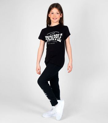 Pineapple Girls Black Cotton Logo T-Shirt